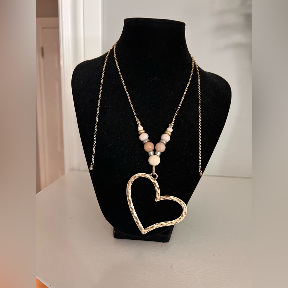 Pretty heart and bead necklace. Chain can be long or short.